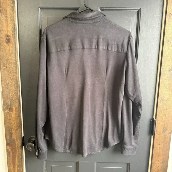 Double D Ranch Women's Size Large Black Suede Feel Button Up Western Shirt - Picture 7 of 11